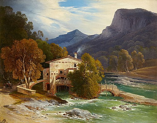 A Southern Valley with a Water Mill, 1834, Wilhelm Schirmer
