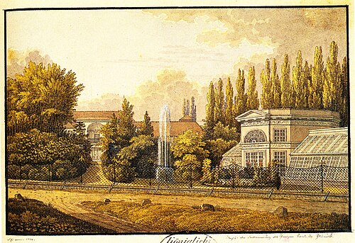 Ansicht des Gutshauses Klein Glienicke von der Berlin-Potsdamer Chaussee, 1824, Wilhelm Schirmer