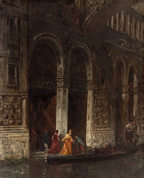 La sortie du Palais des Doges sous le pont des Soupirs, 1870, Félix Ziem