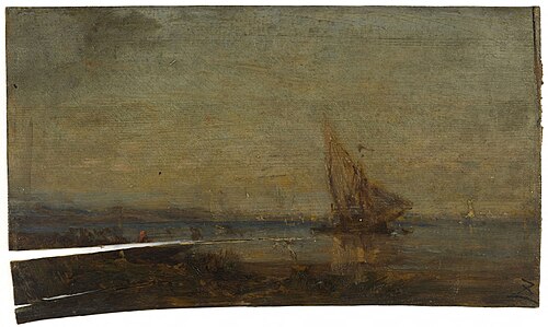 Devant Martigues, la voile jaune, 1875, Félix Ziem