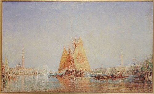 Venise, Trabaccolo à la voile jaune, 1880, Félix Ziem
