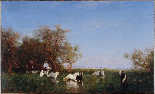 Chevaux sauvages en Camargue, 1892, Félix Ziem