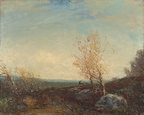 Cerf dans la forêt de Fontainebleau, 1877, Félix Ziem