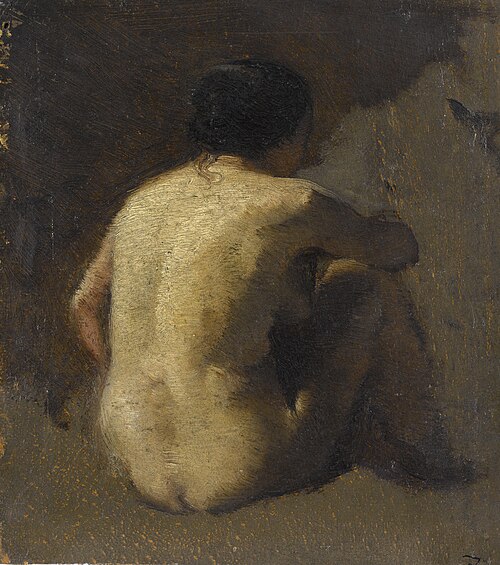 Femme nue assise, vue de dos, 1846, Félix Ziem