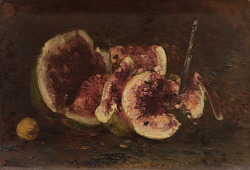 Nature morte aux pastèques et couteau, , Félix Ziem