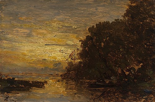 La Seine à Billancourt, coucher de soleil, , Félix Ziem