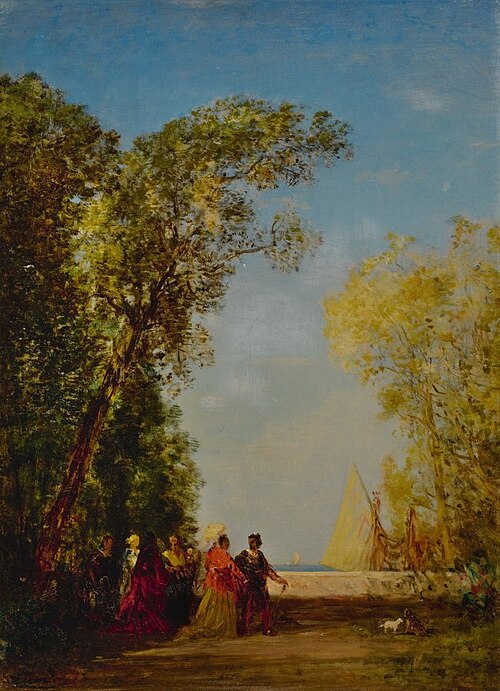 Interior of a Venetian Garden, , Félix Ziem