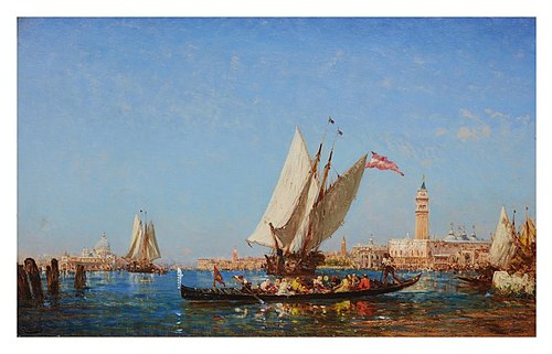 Boats on the Bacino San Marco, , Félix Ziem