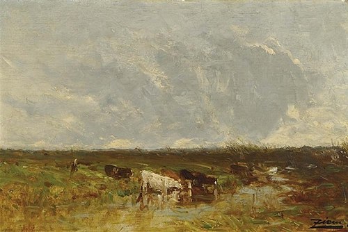 Kühe an einer Furt, 1850, Félix Ziem