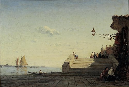 Een kade in Venetië, 1855, Félix Ziem