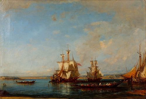 Caiques and Sailboats at the Bosphorus, 1850, Félix Ziem