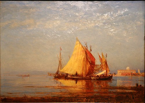 Voiliers sortant du Grand Canal à Venise, 1875, Félix Ziem