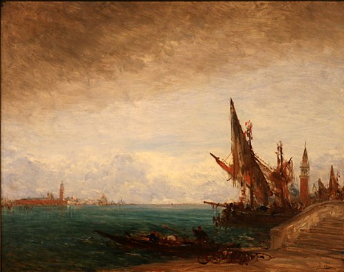 Bateau de pêche amarré Venise, , Félix Ziem