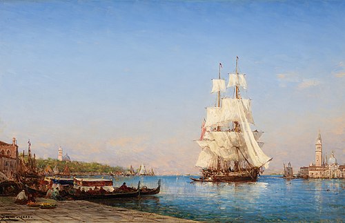 Venice: a Sailing Ship, 1883, Félix Ziem