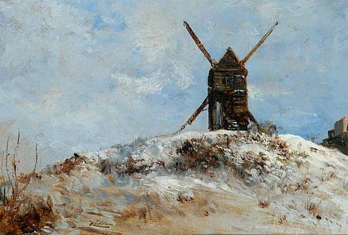 A Windmill, Snow Effect, 1855, Félix Ziem