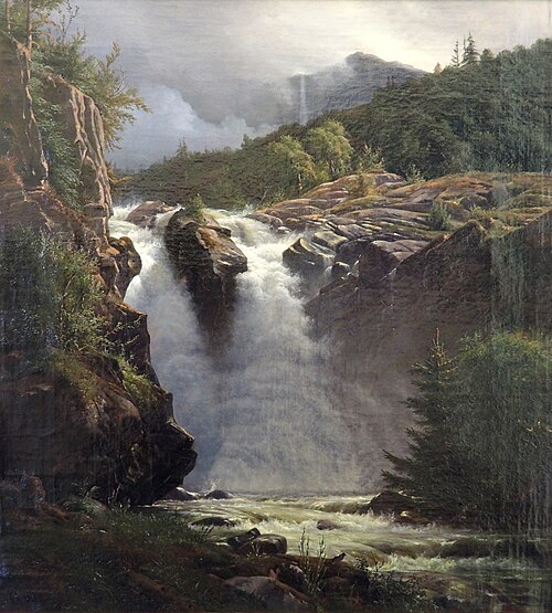 Norwegian waterfall, 1835, Louis Gurlitt