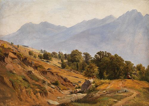 Gebirgslandschaft der Gegend von Dorf Tirol, 1838, Louis Gurlitt