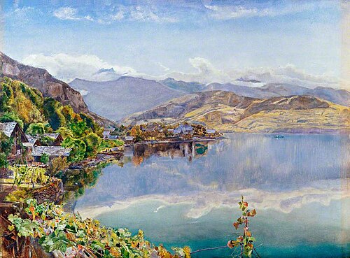 The Lake of Lucerne,  Mont Pilatus in the Distance, 1857, John William Inchbold