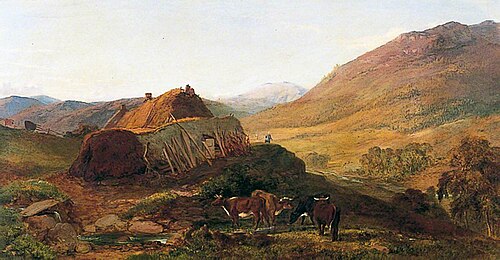 Evening: Cottages on the Braeside, , Henry Moore