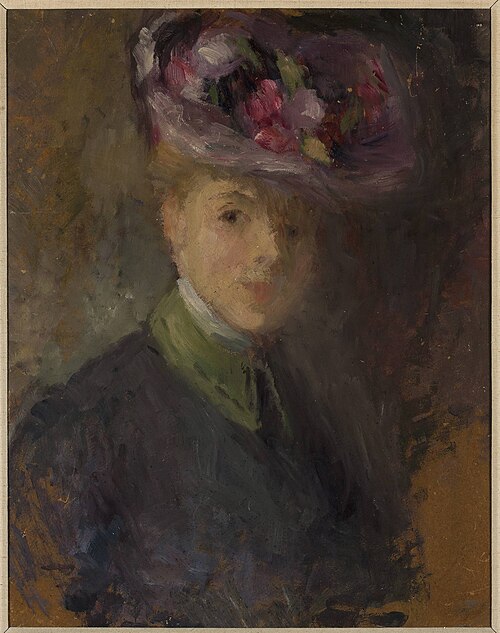 Portrait of a woman in a hat with flowers, 1900, Olga Boznańska