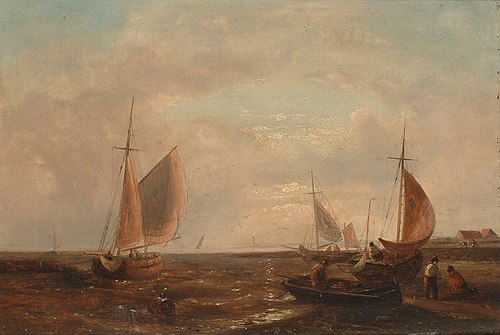 Fishing boats off a jetty, , Abraham Hulk sr