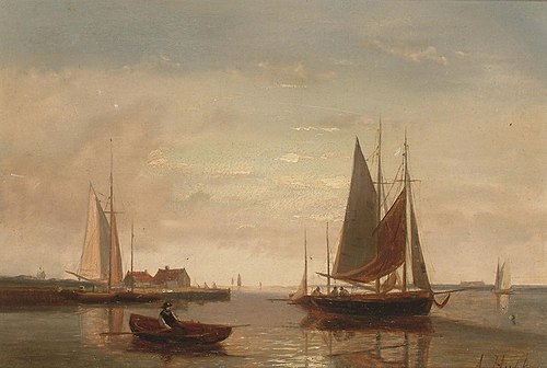 Fishing boats off a jetty (2), , Abraham Hulk sr