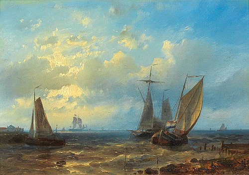 Fishing Boats by the Coast, 1897, Abraham Hulk sr