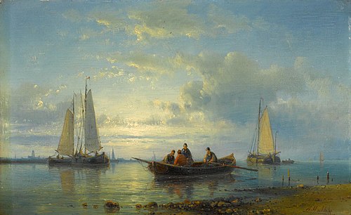 Fishing boats on a shore, , Abraham Hulk Senior