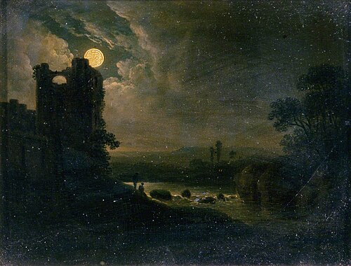 Moonlit Landscape with River, , Abraham Pether
