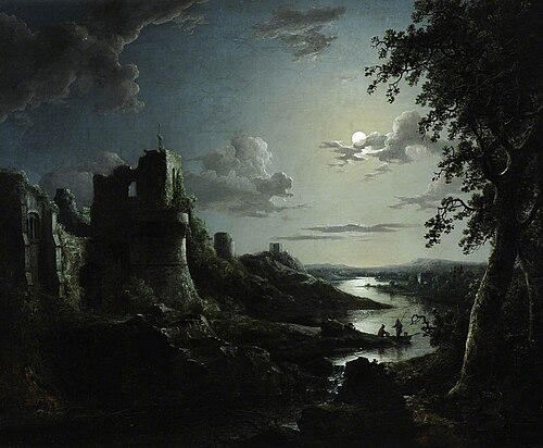 View of Pendragon Castle by Moonlight, , Abraham Pether