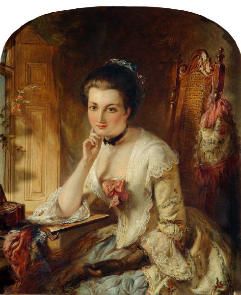 Portrait - Lady with letter, , Abraham Solomon