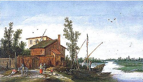 A Boat Moored before a Walled Farm, 1623, Esaias Van de Velde l'Ancien