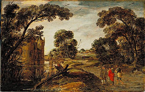 Landscape on the road to Emmaus with Castle Schagen on the left, 1613, Esaias Van de Velde l'Ancien