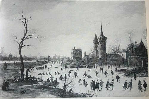 Fun on the ice near the Oosterpoort in Delft, 1620, Esaias Van de Velde l'Ancien