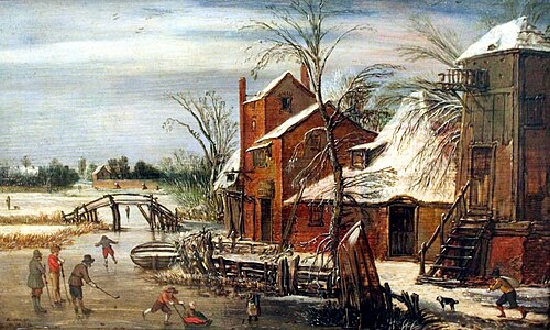 Winter Landscape with Ice Skaters, 1615, Esaias Van de Velde l'Ancien