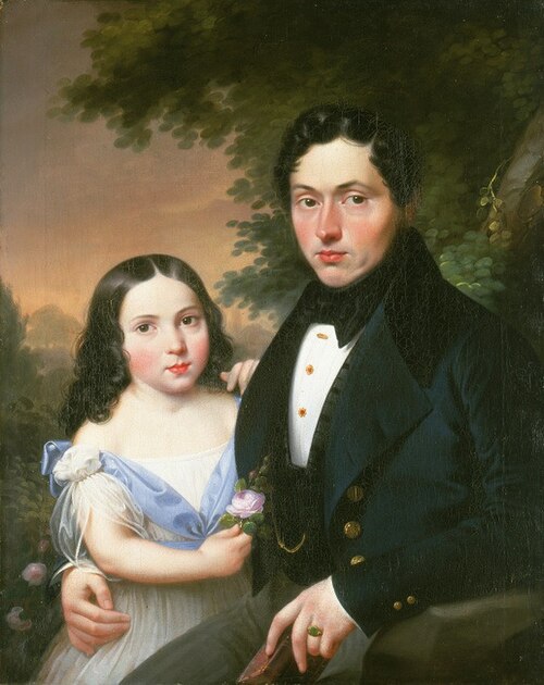 Emil Gérard de Festenburg z córką Julią, 1839, Marcin Jabłoński