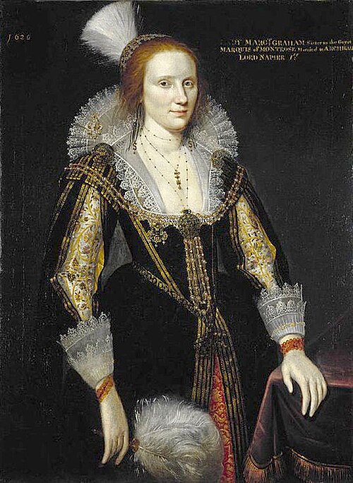 Margaret Graham, Lady Napier, d. c 1626. Sister of 1st Marquess of Montrose and wife of 1st Lord Nap, 1626, Adam de Colone