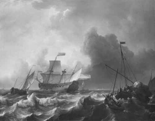 Seascape with rough sea, 1656, Ludolf Bakhuizen