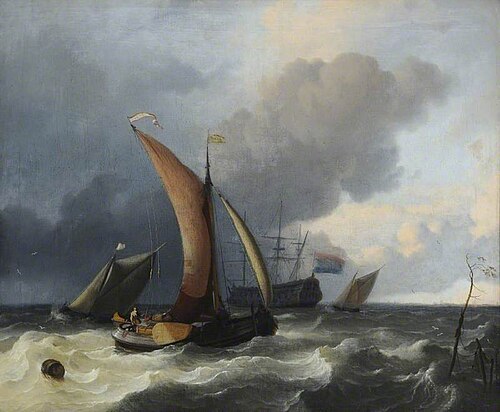 Dutch Sailing Boats in a Rough Sea, 1695, Ludolf Bakhuizen