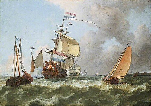 The Warship 'Hollandia' in Full Sail, 1700, Ludolf Bakhuizen
