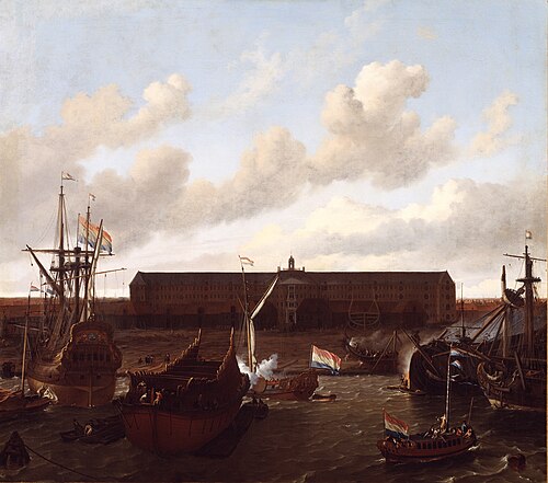 Le quai de la Compagnie hollandaise des Indes à Amsterdam, 1696, Ludolf Bakhuizen