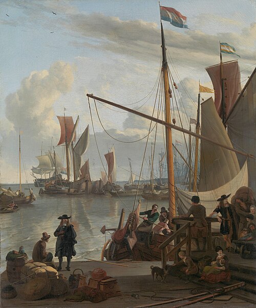 The Y at Amsterdam, seen from the Mosselsteiger (mussel pier), 1673, Ludolf Bakhuizen