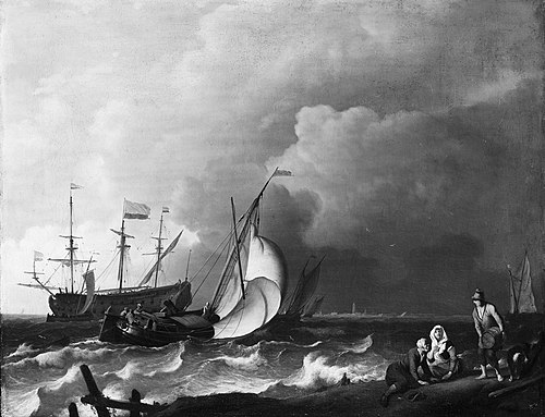 Rough sea with ships, 1692, Ludolf Bakhuizen