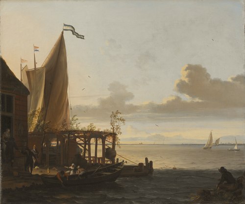 Small Harbour near a Tavern, , Ludolf Bakhuizen