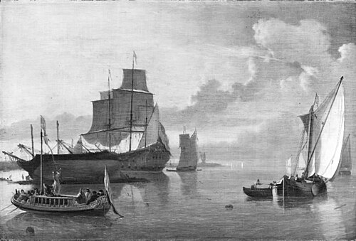 Evening. Amsterdam in the background, 1677, Ludolf Bakhuizen