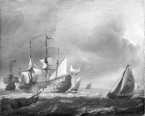 Seascape with Dutch Men-of-War and Fishing Boats, 1677, Ludolf Bakhuizen