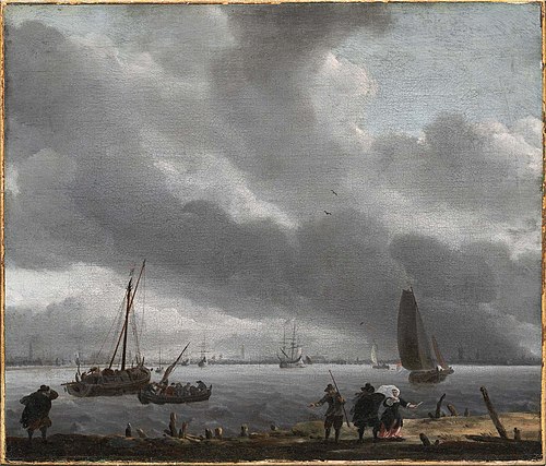 View across the River Y toward Amsterdam, 1660, Ludolf Bakhuizen