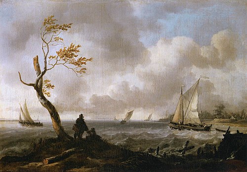 Fishing Boats and Coasting Vessel in Rough Weather, 1660, Ludolf Bakhuizen