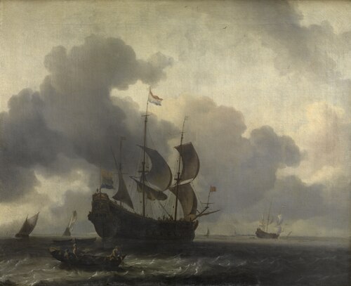 The Warship "De Jacob" at Anchor, 1677, Ludolf Bakhuizen