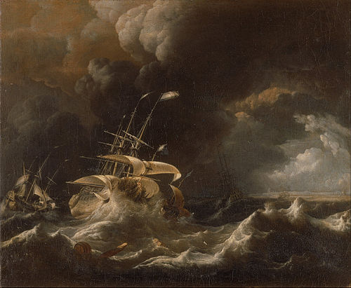 Ships in a Storm, 1670, Ludolf Bakhuizen